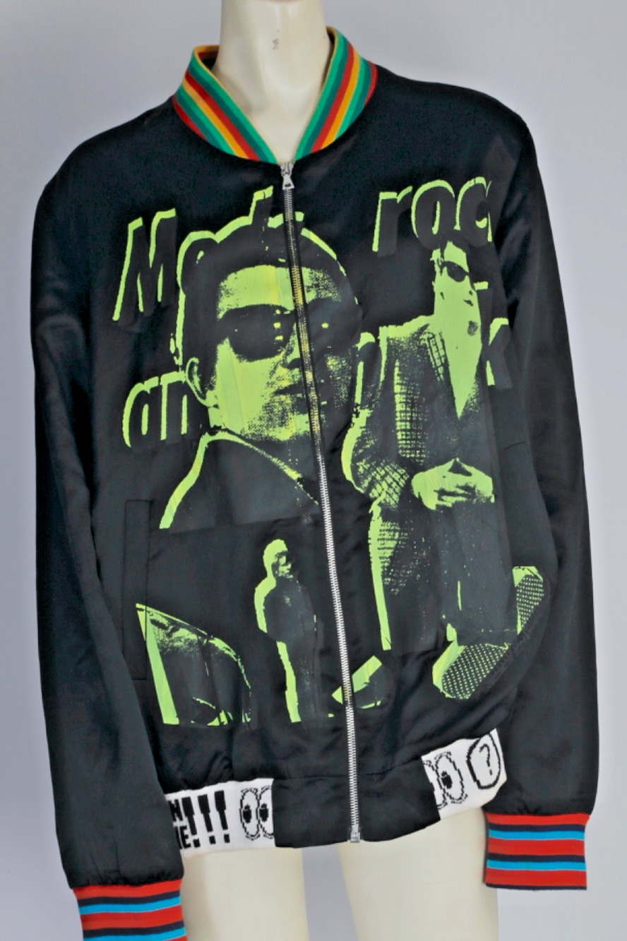 Libertine Jacket M Black Satin Graphic Bomber Punk Rocker Mod Neon Pop Art USA